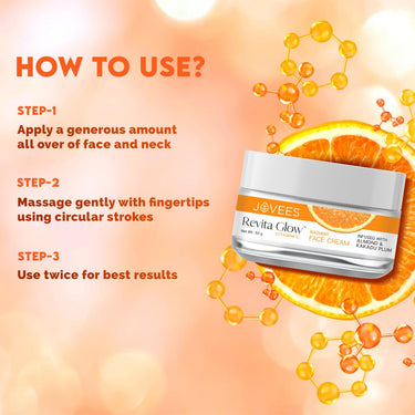 Jovees Herbal Revita Glow Vitamin C Cream Infused with Almond & Kakadu Plum | Reduces Dark Spots, Hyperpigmentation & Fine Line Apperances | For All Skin Type 50G